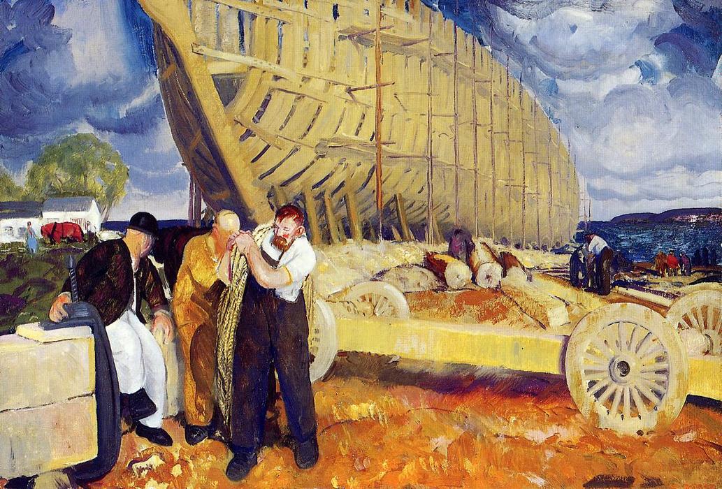 Wikoo.org - موسوعة الفنون الجميلة - اللوحة، العمل الفني George Wesley Bellows - The Rope (also known as Builders of Ships)