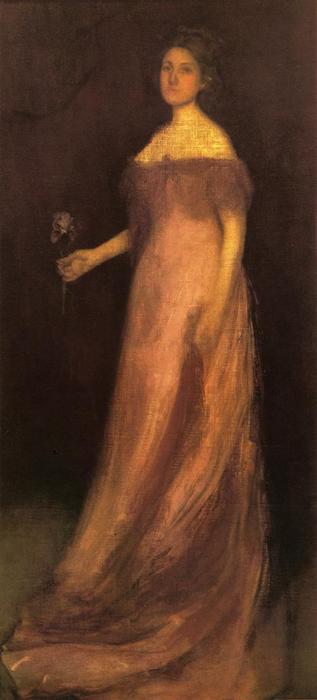 WikiOO.org - Encyclopedia of Fine Arts - Maleri, Artwork James Abbott Mcneill Whistler - Rose and Green: The Iris - Portrait of Miss Kinsella