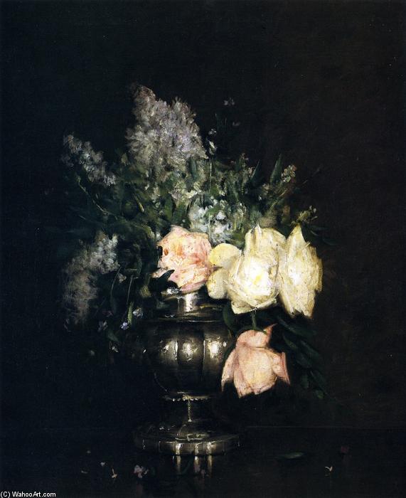 Wikioo.org - The Encyclopedia of Fine Arts - Painting, Artwork by Julian Alden Weir - Roses and Lilacs