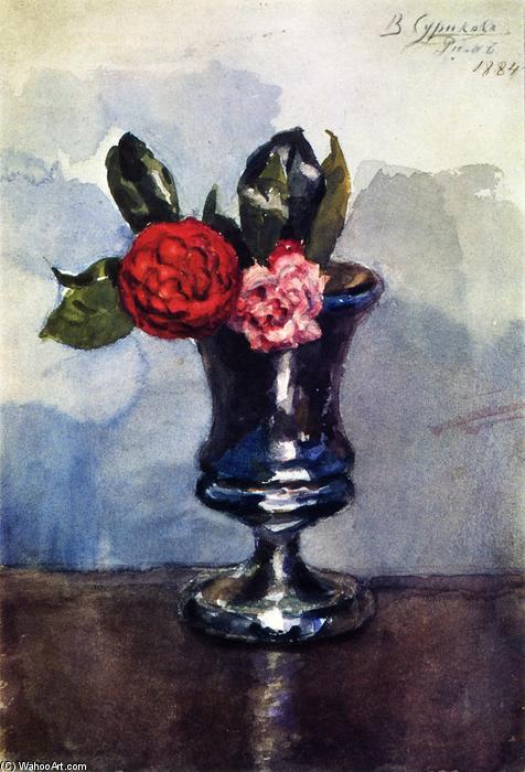 WikiOO.org - Encyclopedia of Fine Arts - Maľba, Artwork Vasili Ivanovich Surikov - Roses in a Goblet