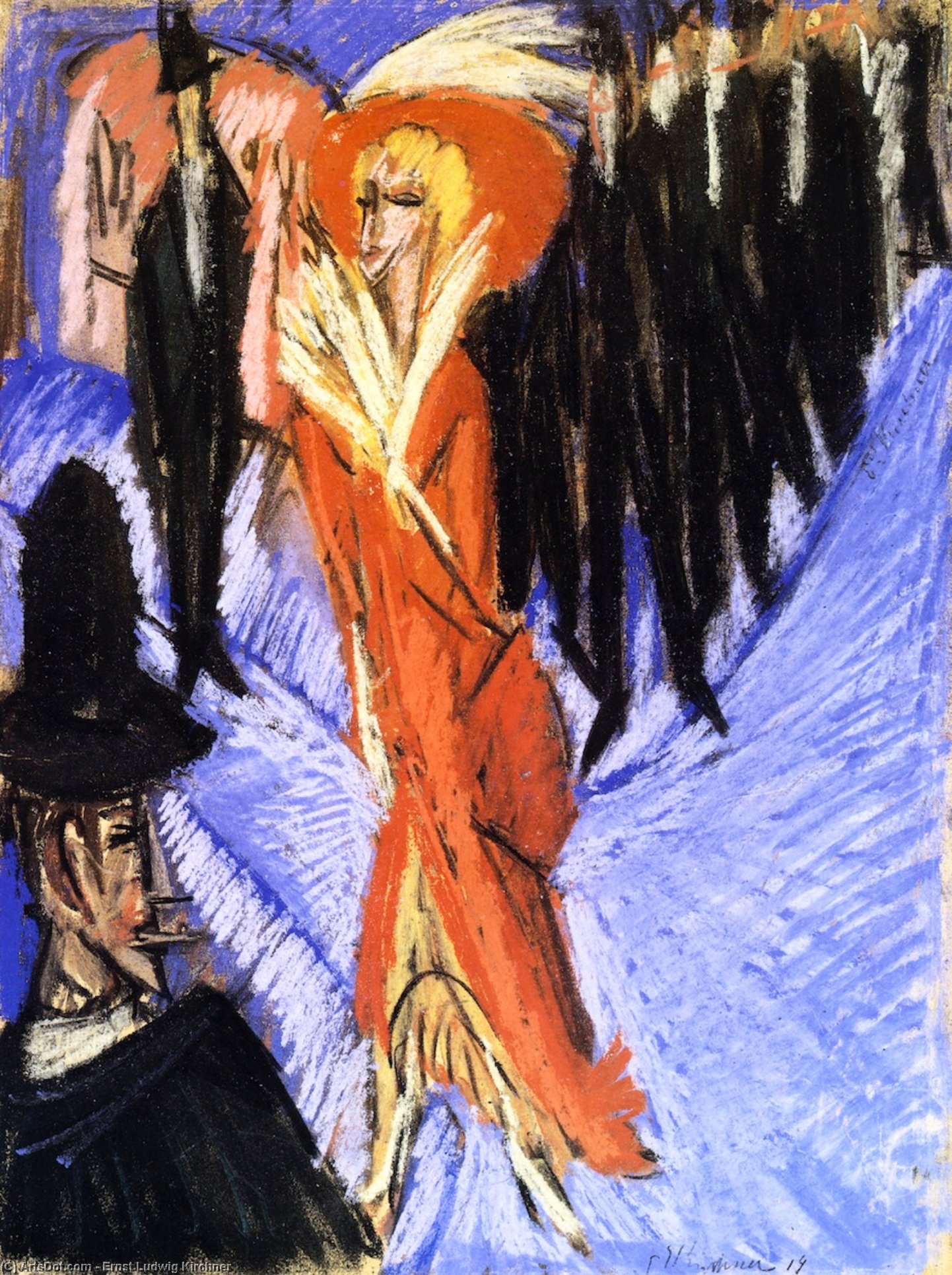 Wikioo.org - The Encyclopedia of Fine Arts - Painting, Artwork by Ernst Ludwig Kirchner - Rote Kokotte
