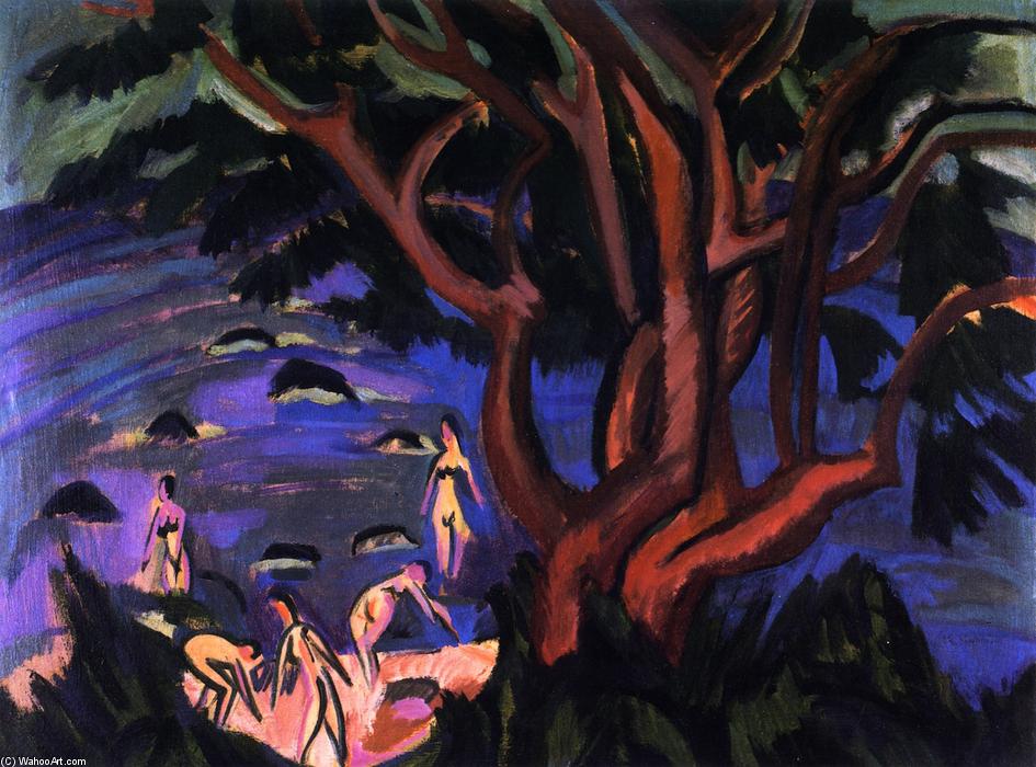 Wikioo.org - Die Enzyklopädie bildender Kunst - Malerei, Kunstwerk von Ernst Ludwig Kirchner - Roter Baum am Strand
