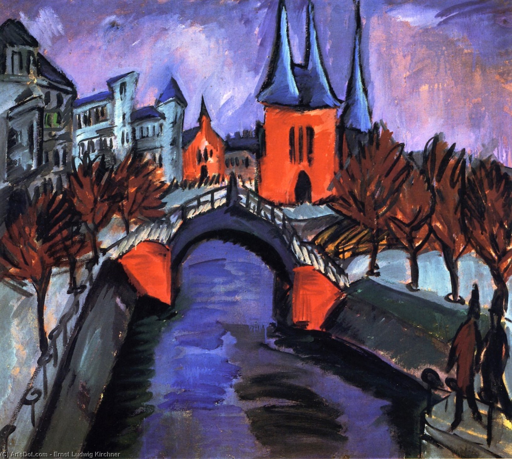 WikiOO.org - Encyclopedia of Fine Arts - Maleri, Artwork Ernst Ludwig Kirchner - Rotes Eilsabethufer, Berlin