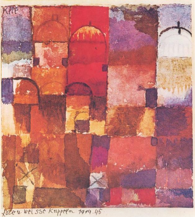 Wikioo.org – La Enciclopedia de las Bellas Artes - Pintura, Obras de arte de Paul Klee - rote und weisse kuppeln ( también conocida como Rojo y blanco cúpulas )