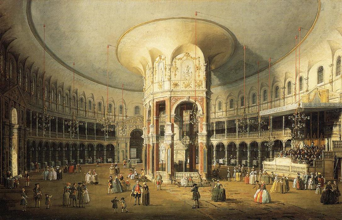 Wikioo.org - Die Enzyklopädie bildender Kunst - Malerei, Kunstwerk von Giovanni Antonio Canal (Canaletto) - Die Rotunde von Ranelagh Haus