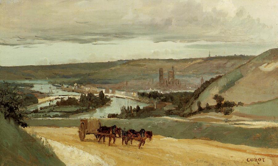 Wikioo.org - The Encyclopedia of Fine Arts - Painting, Artwork by Jean Baptiste Camille Corot - Rouen Seen from Hills Overlooking the City