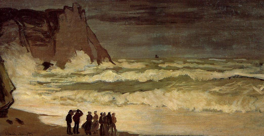 WikiOO.org – 美術百科全書 - 繪畫，作品 Claude Monet - 粗 大海  在  埃特尔塔