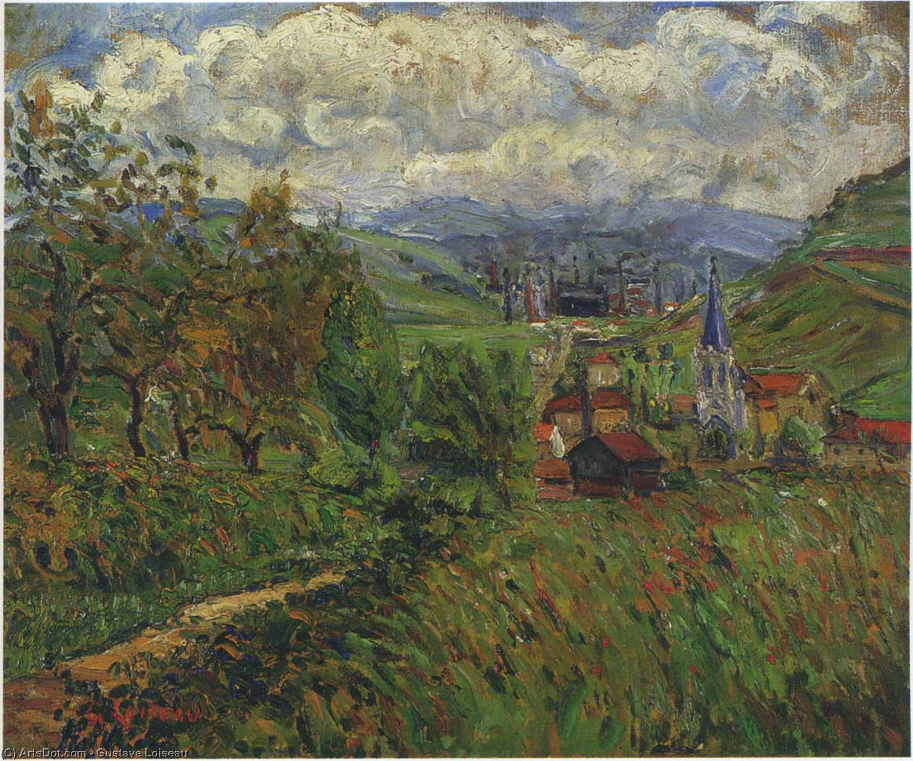 WikiOO.org - Εγκυκλοπαίδεια Καλών Τεχνών - Ζωγραφική, έργα τέχνης Gustave Loiseau - Route by the Village