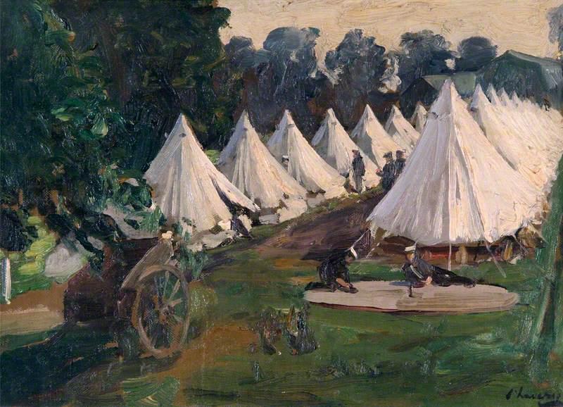 Wikioo.org - The Encyclopedia of Fine Arts - Painting, Artwork by John Lavery - Royal Naval Air Service, Roehampton, August 1917