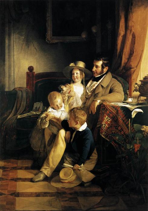 Wikioo.org - Die Enzyklopädie bildender Kunst - Malerei, Kunstwerk von Friedrich Ritter Von Amerling - rudolf von arthaber mit seinem Kinder