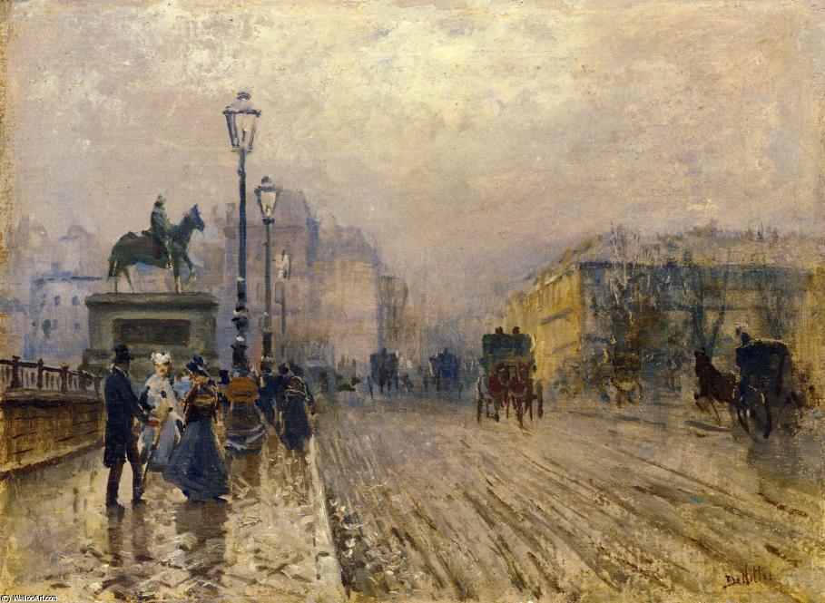 Wikioo.org - The Encyclopedia of Fine Arts - Painting, Artwork by Giuseppe De Nittis - Rue de Paris with Carriages