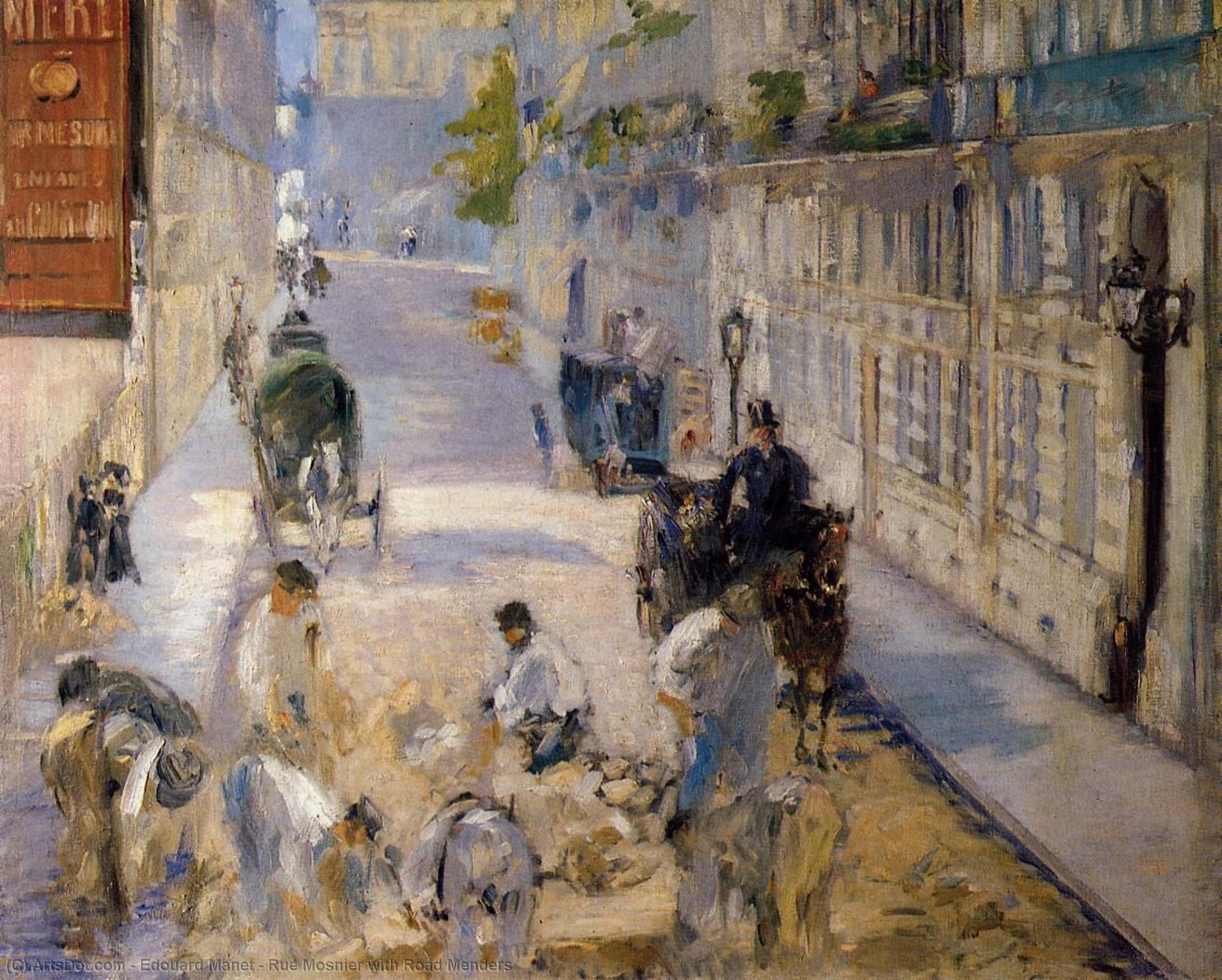 Wikoo.org - موسوعة الفنون الجميلة - اللوحة، العمل الفني Edouard Manet - Rue Mosnier with Road Menders