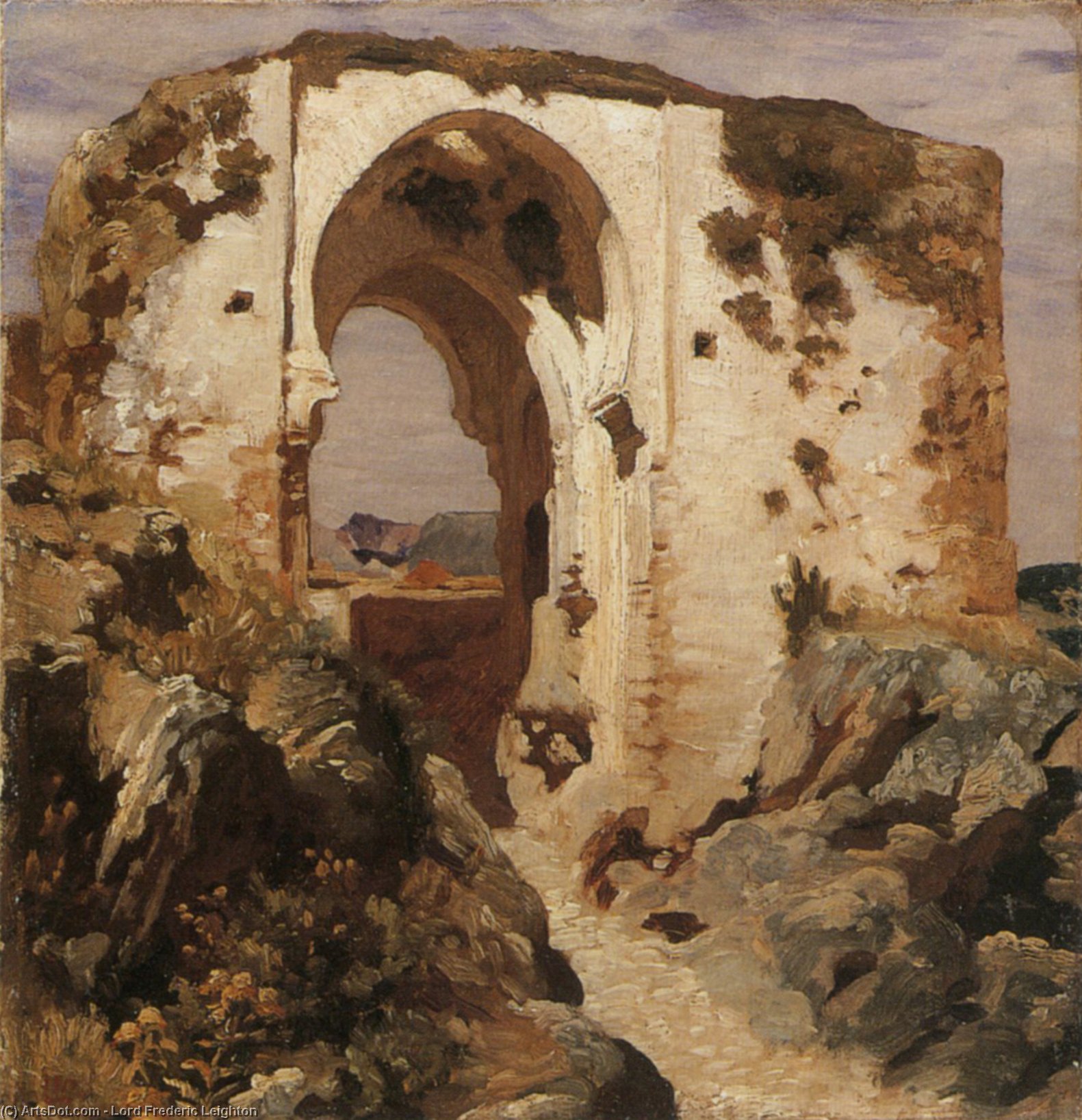 Wikioo.org - The Encyclopedia of Fine Arts - Painting, Artwork by Lord Frederic Leighton - Ruined Moorish Arch at Ronda, Spain