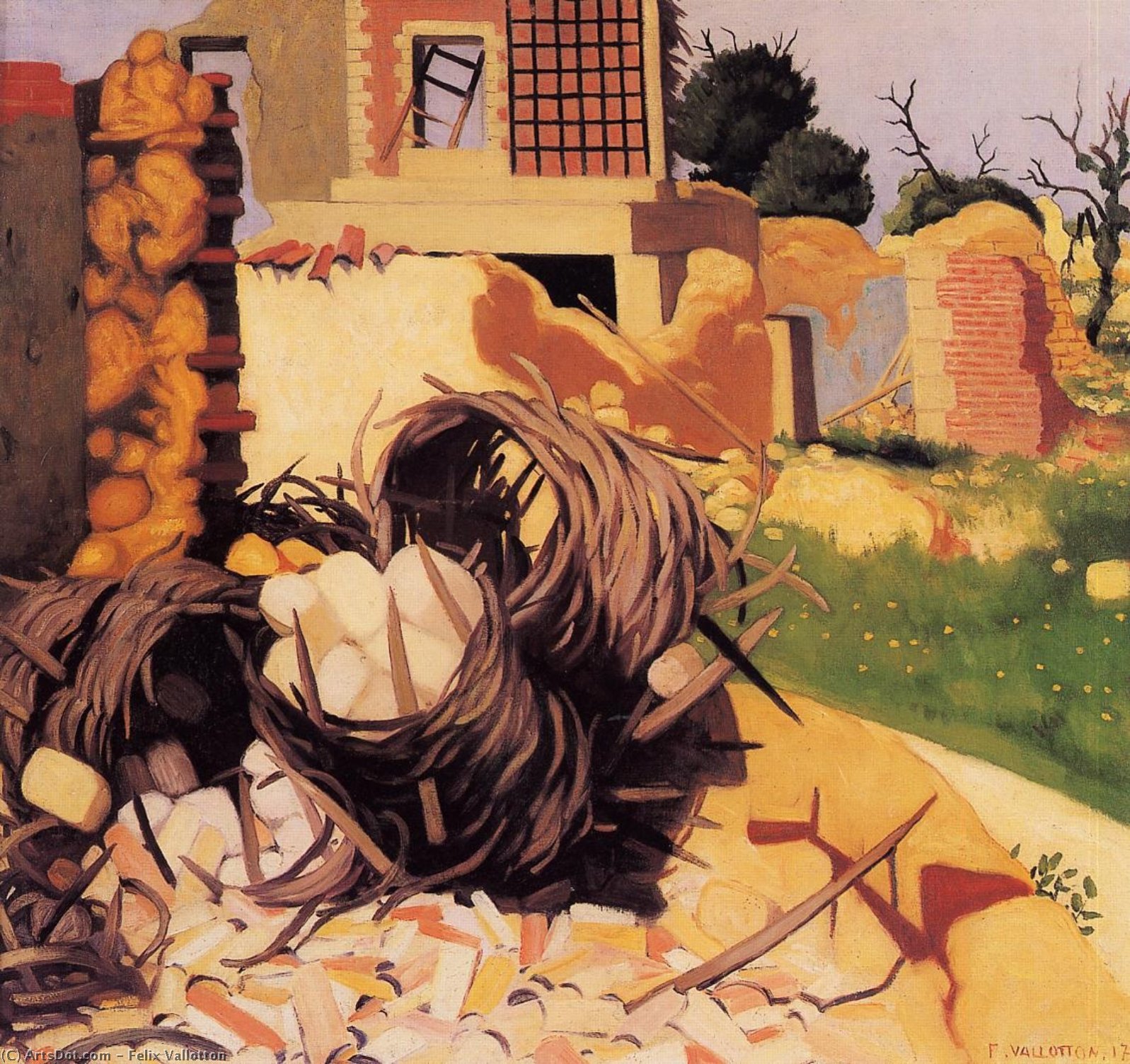WikiOO.org - Εγκυκλοπαίδεια Καλών Τεχνών - Ζωγραφική, έργα τέχνης Felix Vallotton - Ruins at Souain