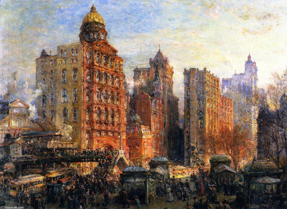 Wikioo.org - The Encyclopedia of Fine Arts - Painting, Artwork by Colin Campbell Cooper - The Rush Hour, New York City