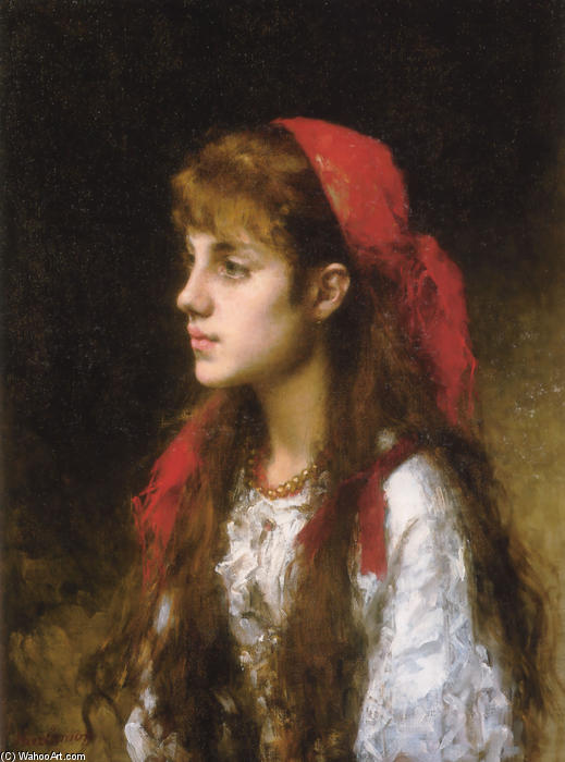 Wikioo.org - The Encyclopedia of Fine Arts - Painting, Artwork by Alexei Alexeievich Harlamoff - A Russian Beauty