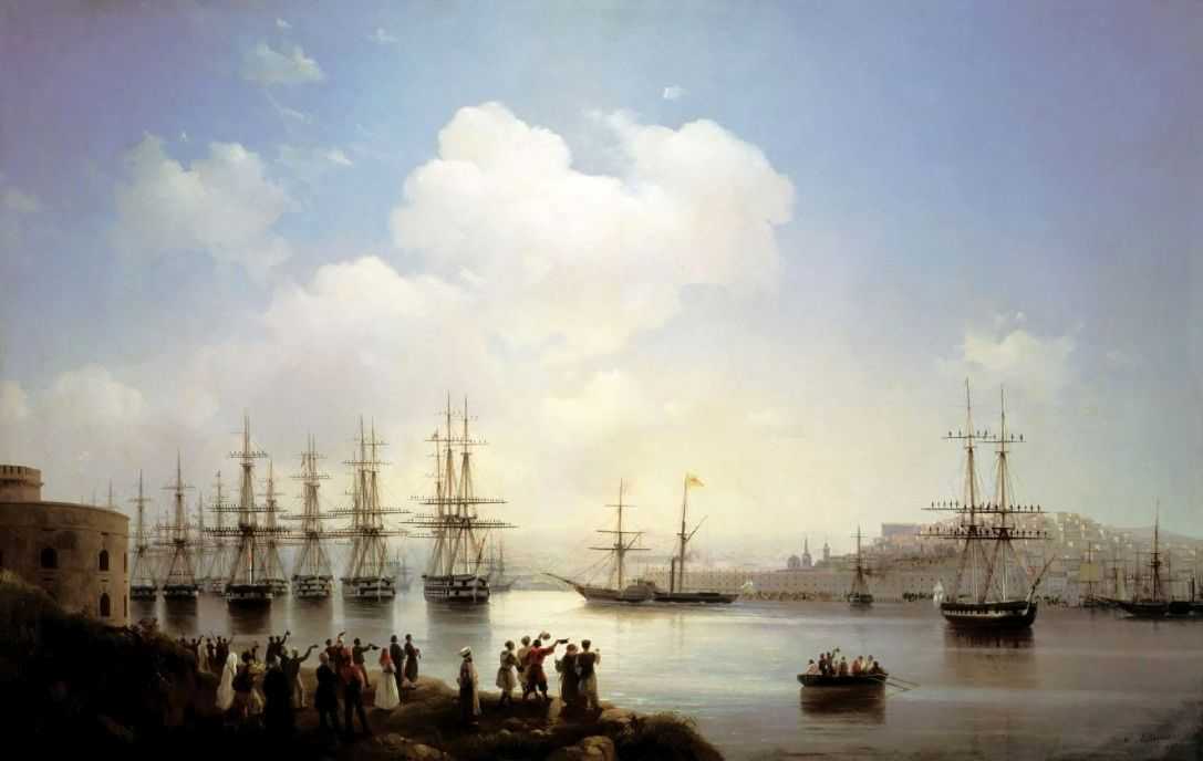 WikiOO.org - Encyclopedia of Fine Arts - Festés, Grafika Ivan Aivazovsky - Russian squadron on the raid of Sevastopol