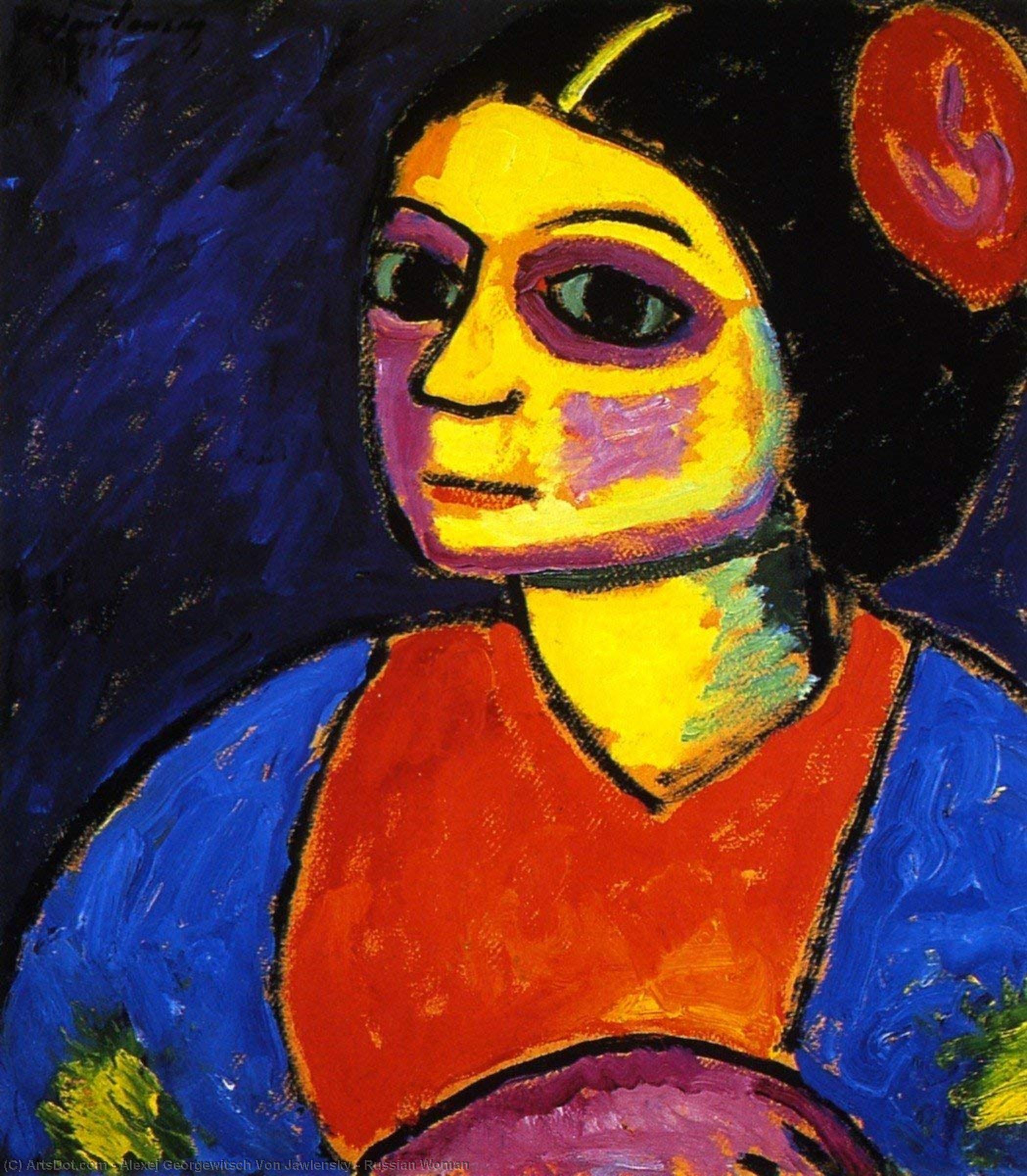 Wikioo.org - The Encyclopedia of Fine Arts - Painting, Artwork by Alexej Georgewitsch Von Jawlensky - Russian Woman