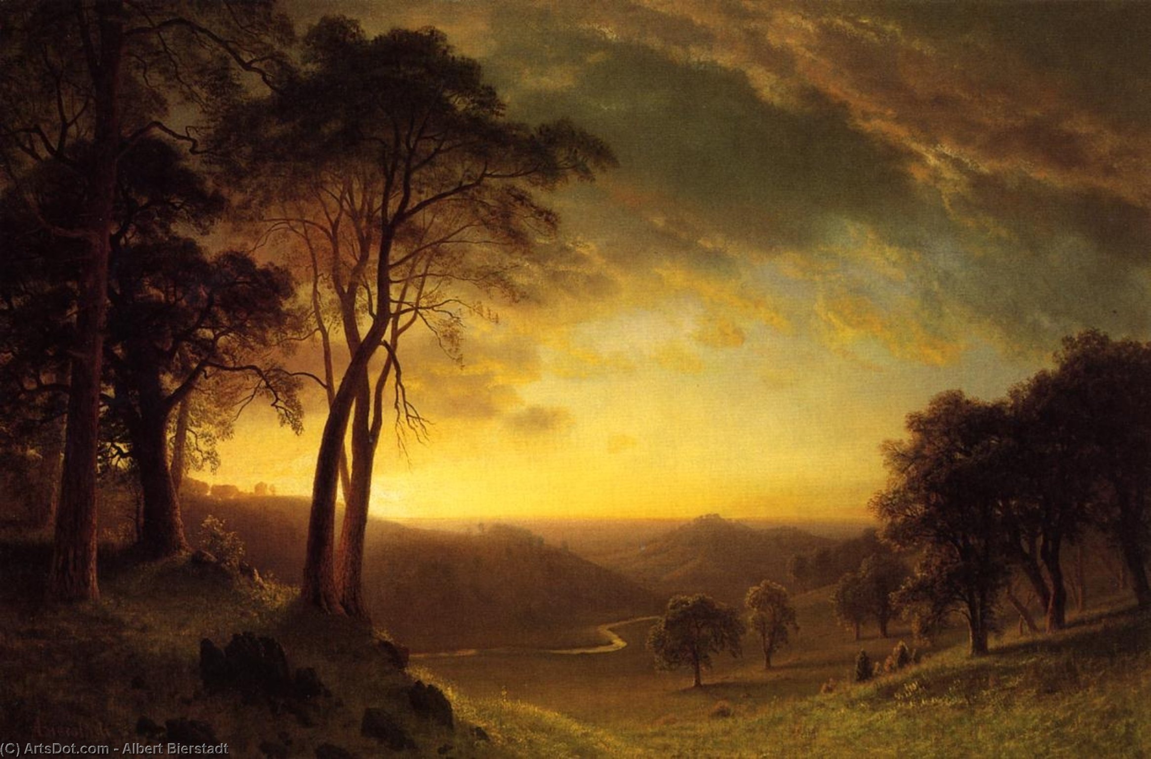 Wikioo.org - The Encyclopedia of Fine Arts - Painting, Artwork by Albert Bierstadt - Sacramento River Valley