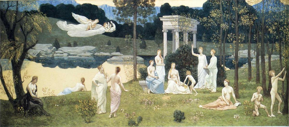 Wikioo.org - The Encyclopedia of Fine Arts - Painting, Artwork by Pierre Puvis De Chavannes - The Sacred Wood Cherished by the Arts and the Muses