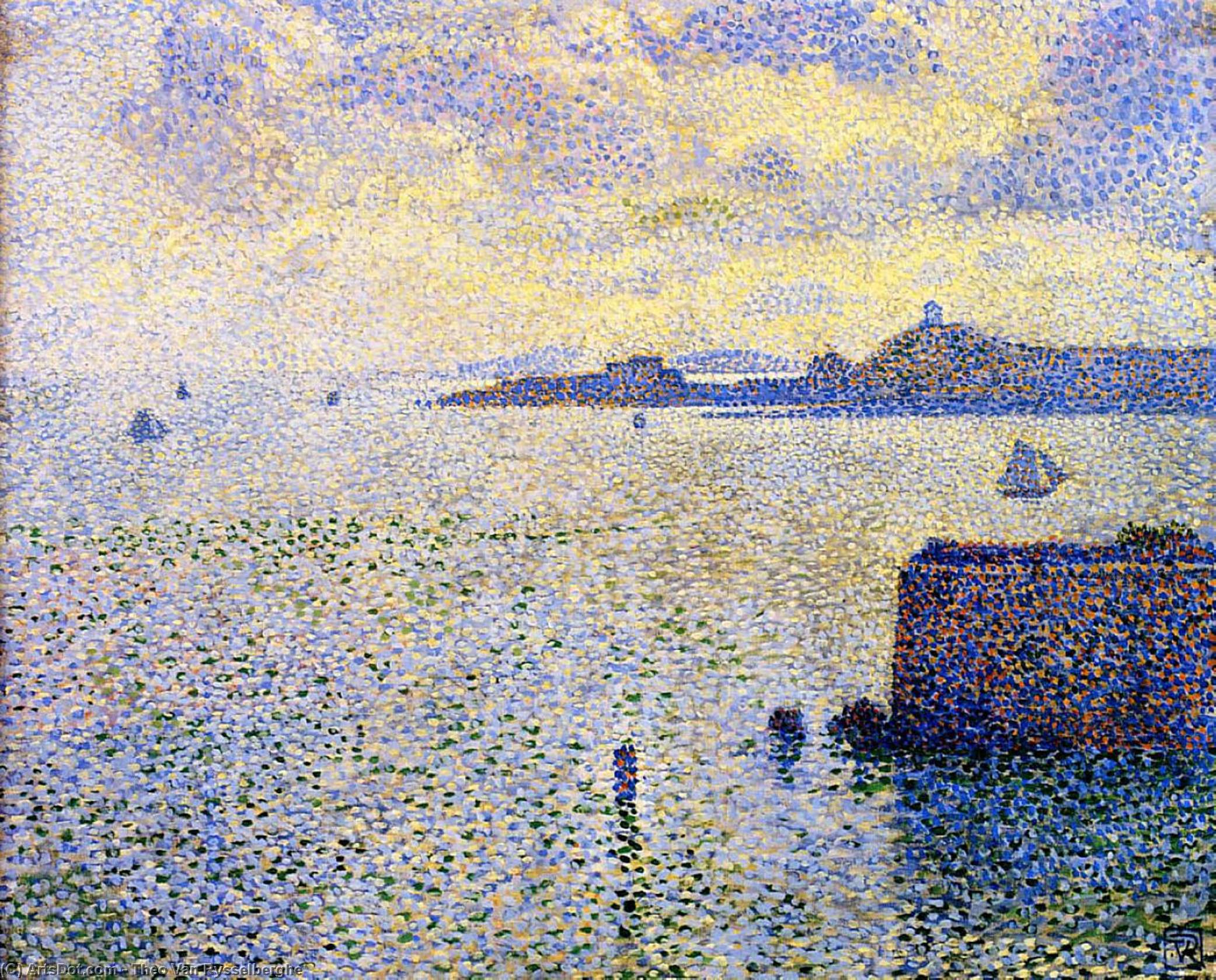 Wikioo.org - The Encyclopedia of Fine Arts - Painting, Artwork by Theo Van Rysselberghe - Sailboats and Estuary