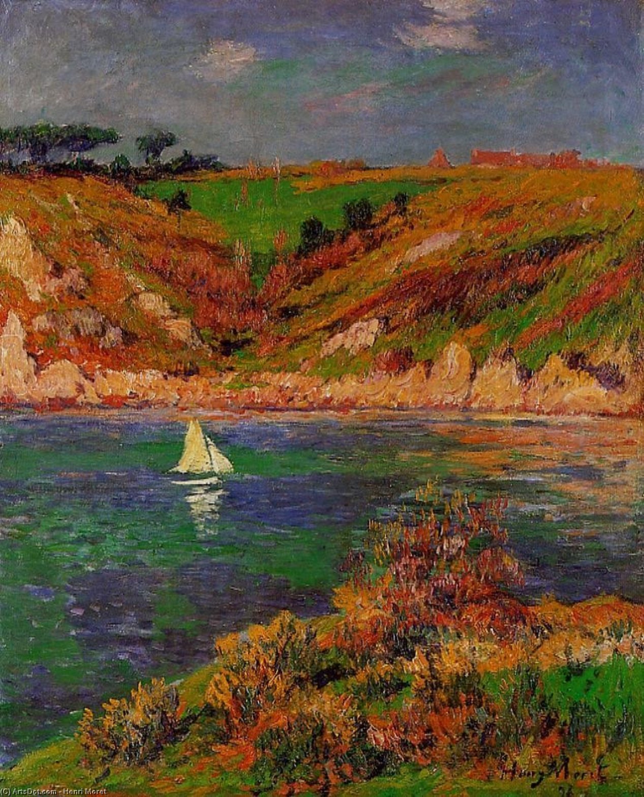 WikiOO.org - Εγκυκλοπαίδεια Καλών Τεχνών - Ζωγραφική, έργα τέχνης Henri Moret - Sailboats in Brittany