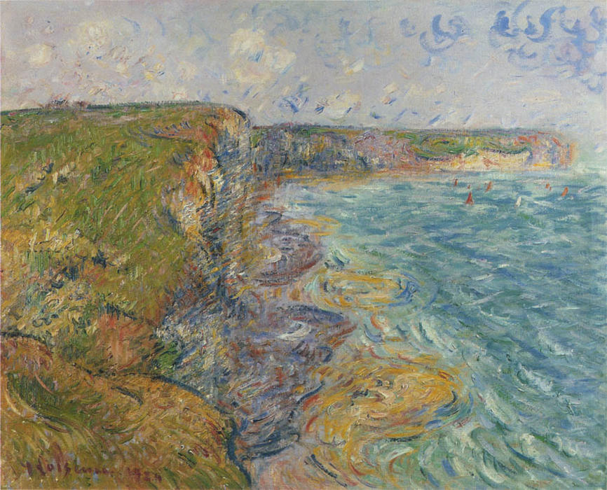 Wikioo.org - The Encyclopedia of Fine Arts - Painting, Artwork by Gustave Loiseau - Sailboats near the Cliffs at Yport