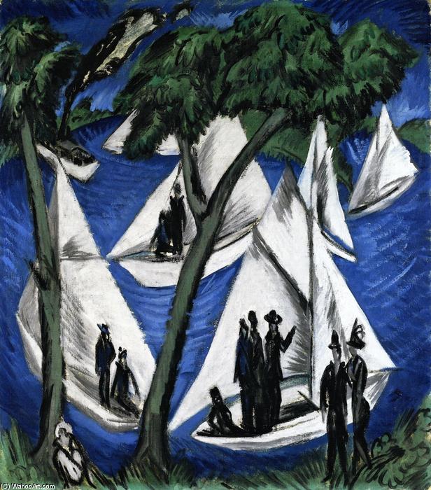 WikiOO.org - Enciklopedija dailės - Tapyba, meno kuriniai Ernst Ludwig Kirchner - Sailboats near Grünau