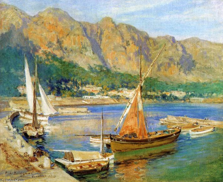 Wikioo.org - The Encyclopedia of Fine Arts - Painting, Artwork by Frederick Arthur Bridgman - Sailboats, South of France