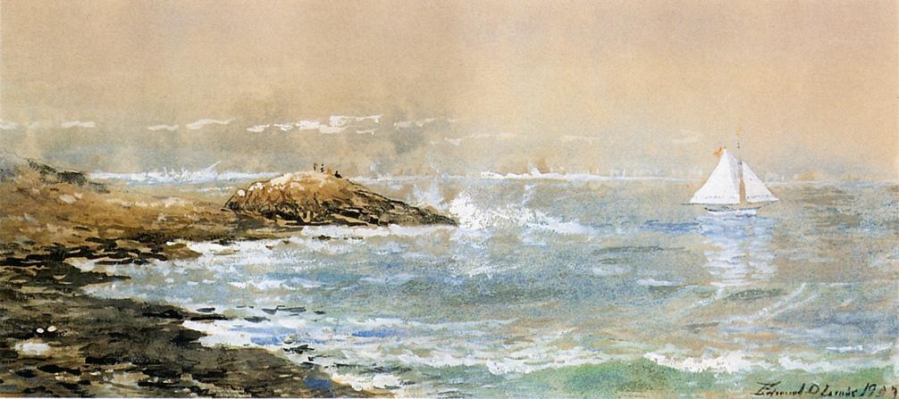 Wikioo.org - สารานุกรมวิจิตรศิลป์ - จิตรกรรม Edmund Darch Lewis - Sailing off the Rocks