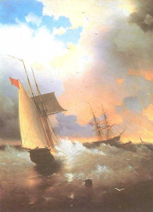 Wikoo.org - موسوعة الفنون الجميلة - اللوحة، العمل الفني Ivan Aivazovsky - Sailing ship