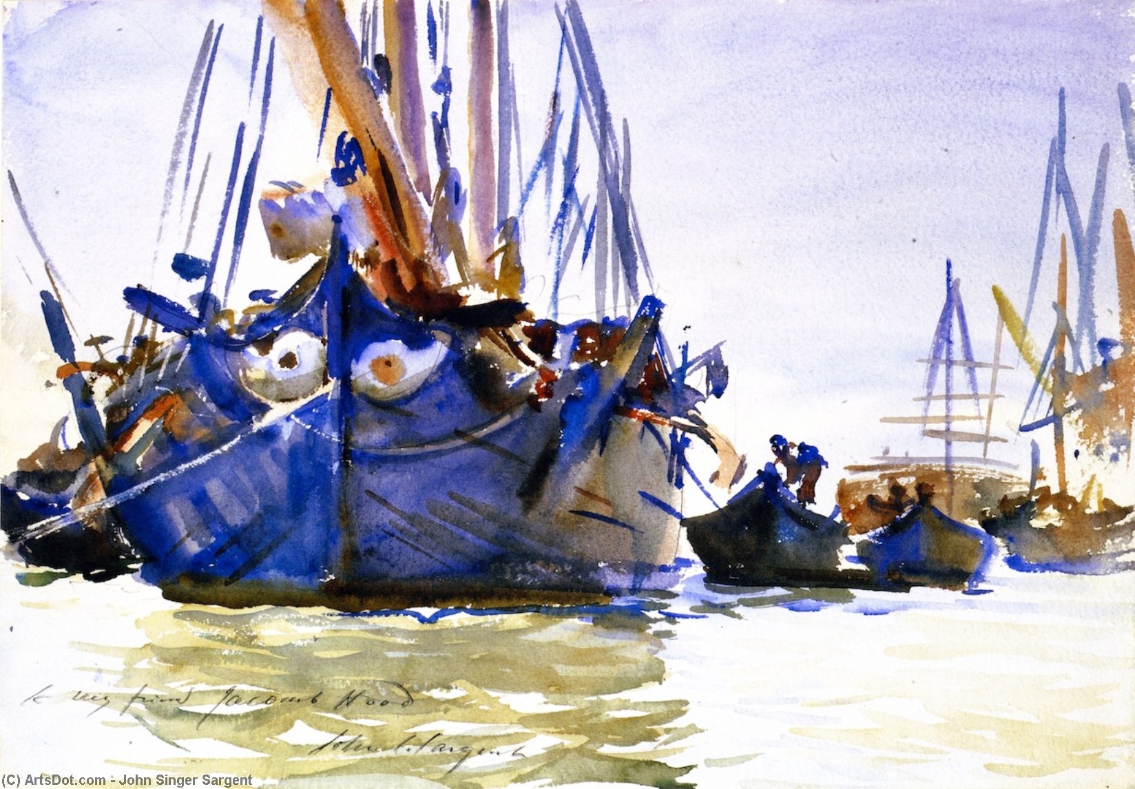 Wikioo.org - The Encyclopedia of Fine Arts - Painting, Artwork by John Singer Sargent - Sailing Vessels at Anchor