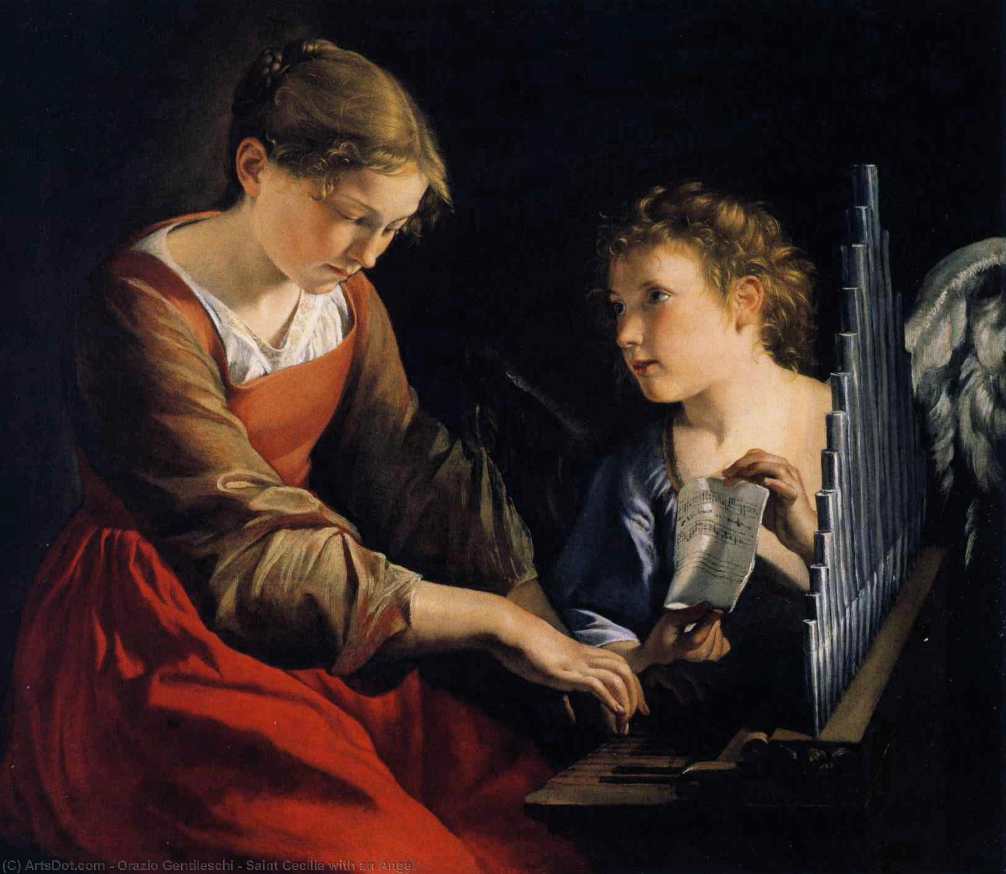 Wikioo.org - The Encyclopedia of Fine Arts - Painting, Artwork by Orazio Gentileschi - Saint Cecilia with an Angel