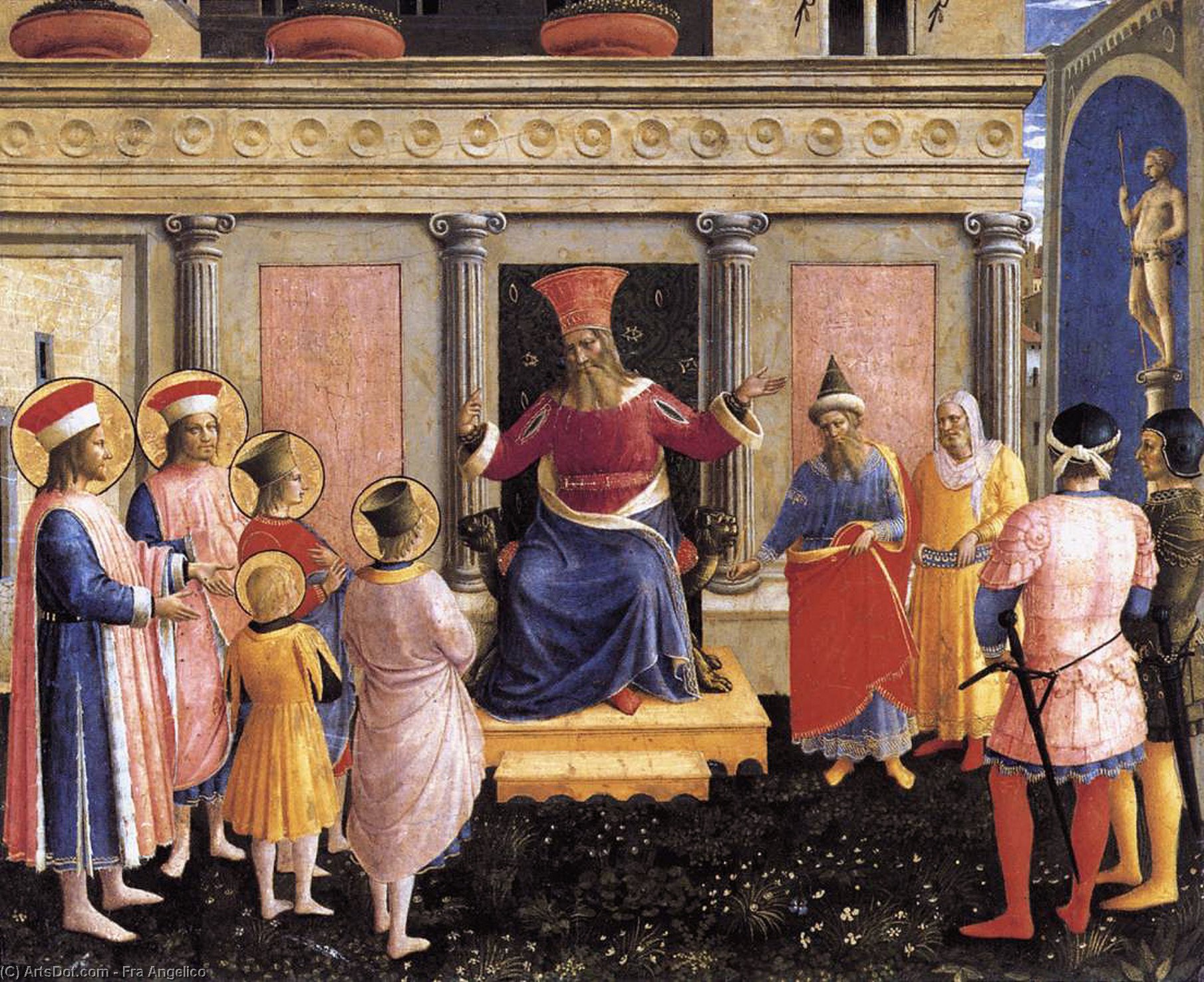 Wikioo.org - The Encyclopedia of Fine Arts - Painting, Artwork by Fra Angelico - Saint Cosmas and Saint Damian before Lisius (San Marco Altarpiece)