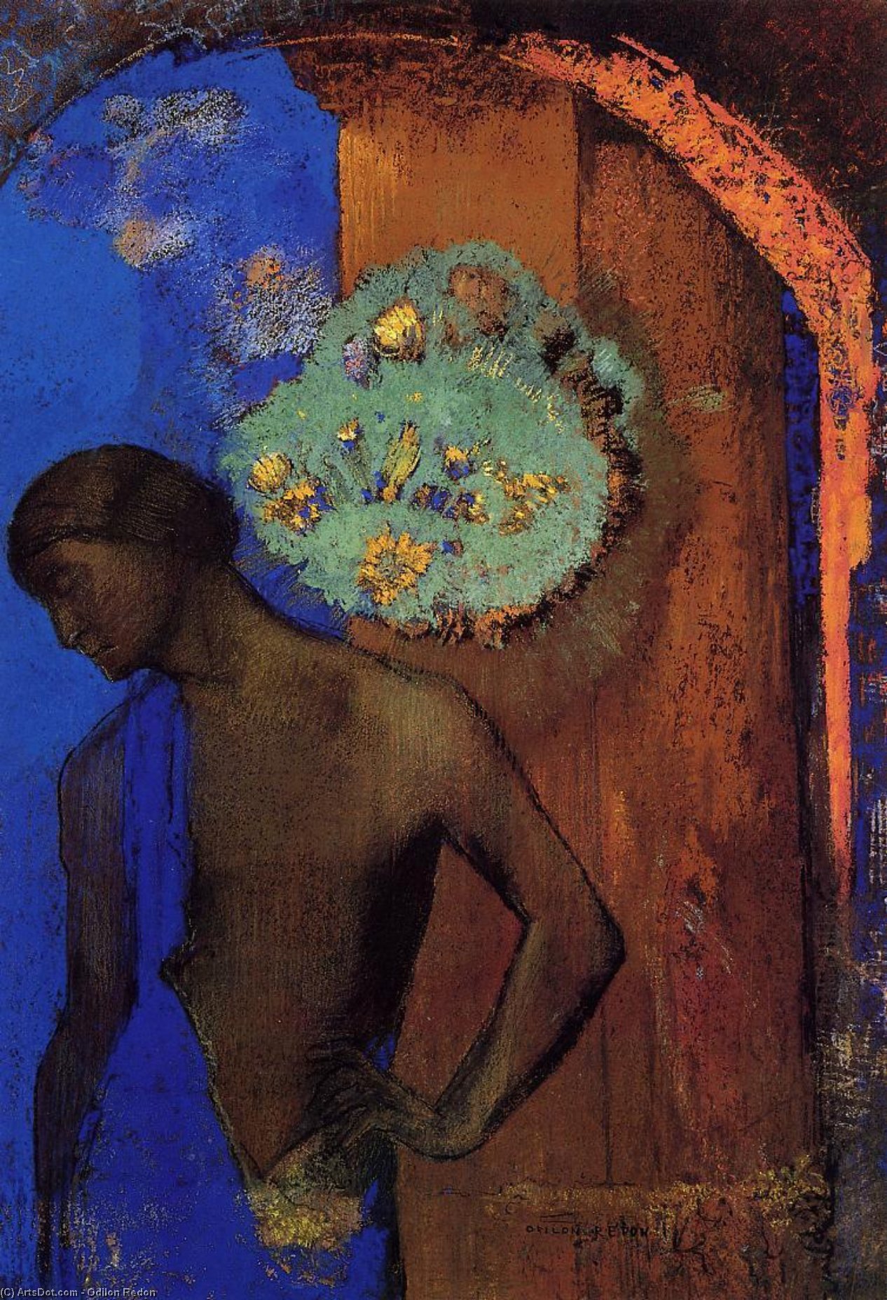 Wikioo.org – La Enciclopedia de las Bellas Artes - Pintura, Obras de arte de Odilon Redon - San Juan también  conocido  como  el  azul  Sayo