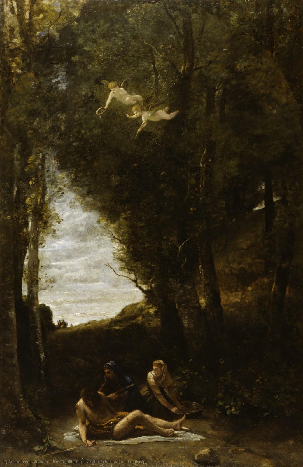 Wikioo.org - The Encyclopedia of Fine Arts - Painting, Artwork by Jean Baptiste Camille Corot - Saint Sebastian in a Landscape