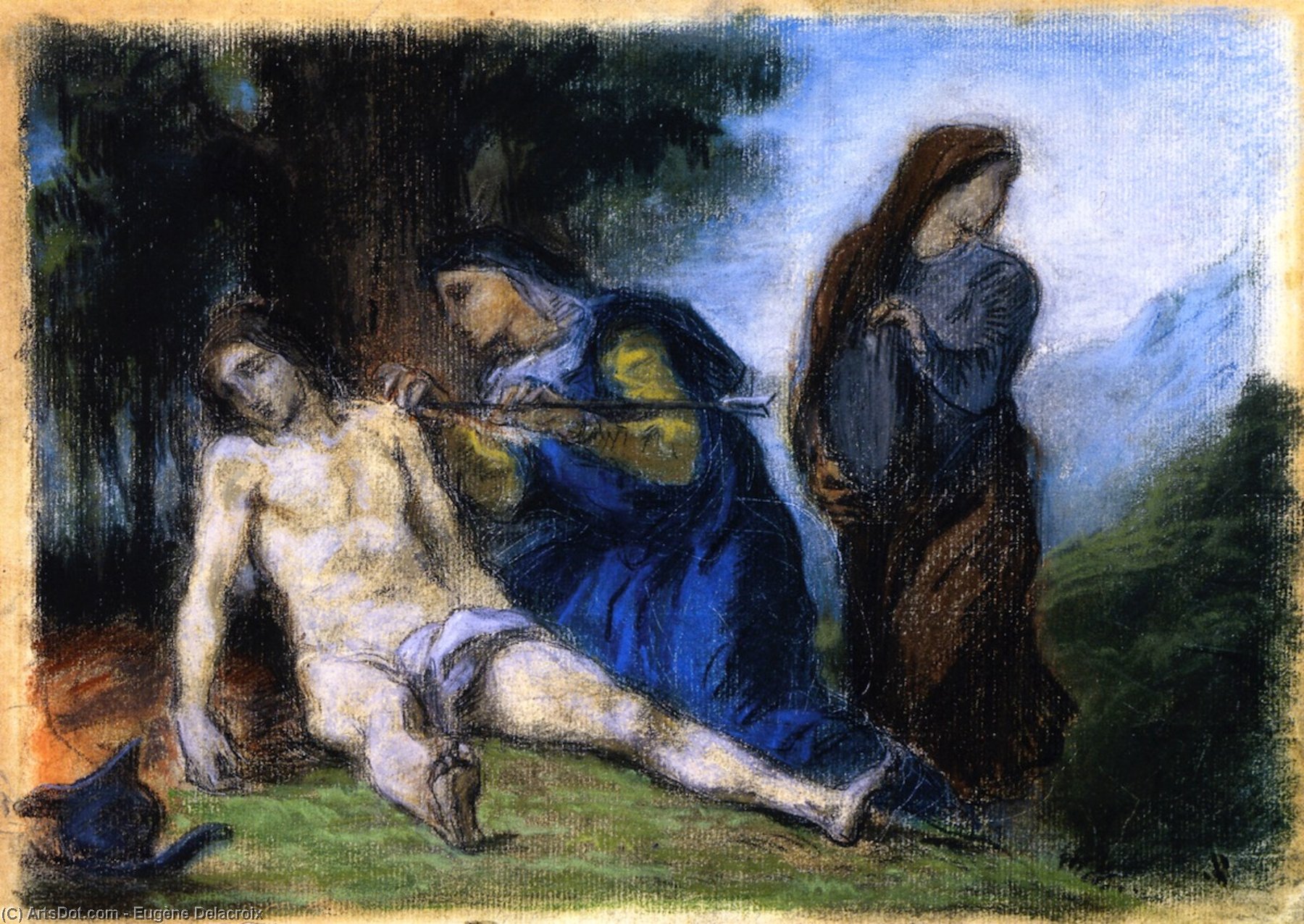 Wikioo.org - The Encyclopedia of Fine Arts - Painting, Artwork by Eugène Delacroix - Saint Sebastian Tended by the Holy Women