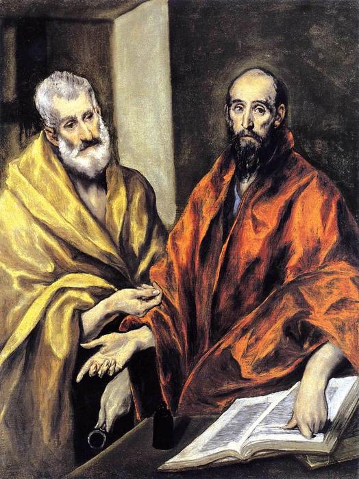 Wikioo.org – La Enciclopedia de las Bellas Artes - Pintura, Obras de arte de El Greco (Doménikos Theotokopoulos) - santos Pedro y Pablo