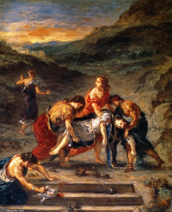 Wikioo.org - สารานุกรมวิจิตรศิลป์ - จิตรกรรม Eugène Delacroix - Saint Stephen Borne Away by His Disciples