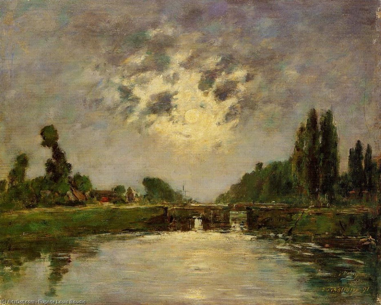 Wikioo.org - The Encyclopedia of Fine Arts - Painting, Artwork by Eugène Louis Boudin - Saint-Valery-sur-Somme, the Bridge on the Lock
