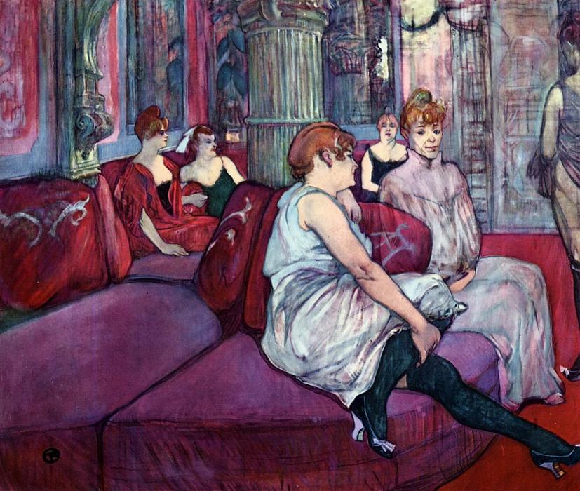 Wikioo.org - The Encyclopedia of Fine Arts - Painting, Artwork by Henri De Toulouse Lautrec - The Salon in the Rue des Moulins