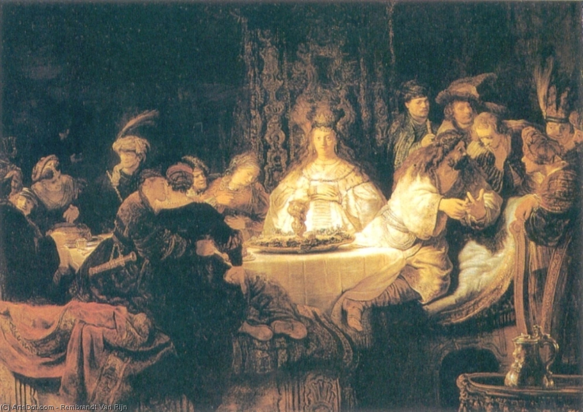 Wikioo.org – La Enciclopedia de las Bellas Artes - Pintura, Obras de arte de Rembrandt Van Rijn - Sansón a  el  la boda