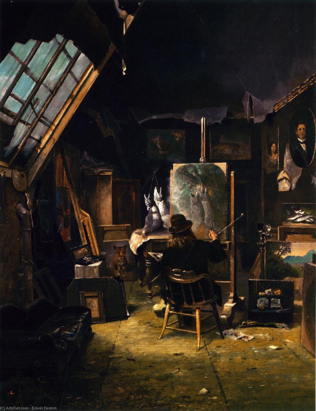 WikiOO.org - Enciclopédia das Belas Artes - Pintura, Arte por Edwin Deakin - Samuel Marsden Brookes Painting in His Studio