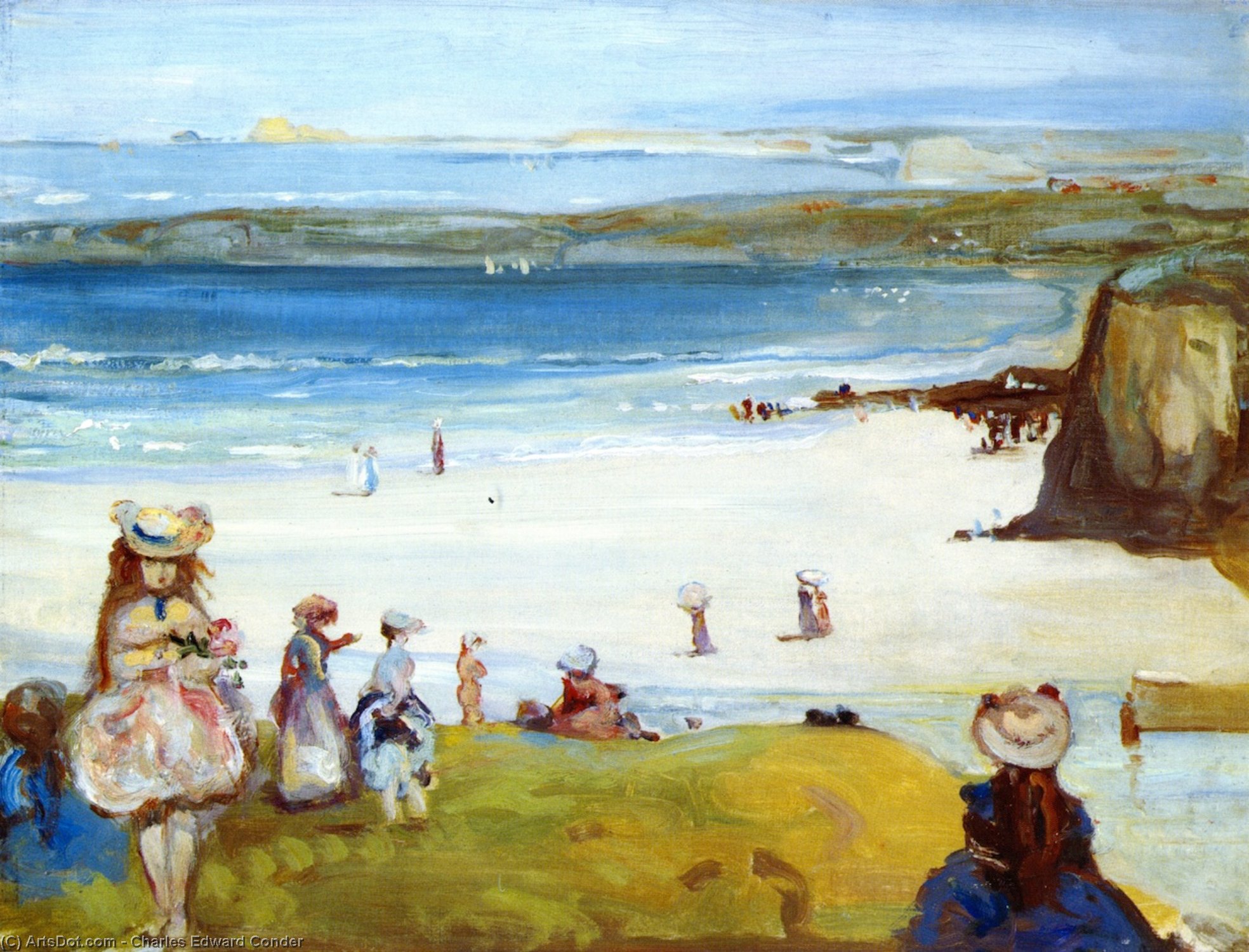 Wikioo.org - The Encyclopedia of Fine Arts - Painting, Artwork by Charles Edward Conder - The Sands, Newquay