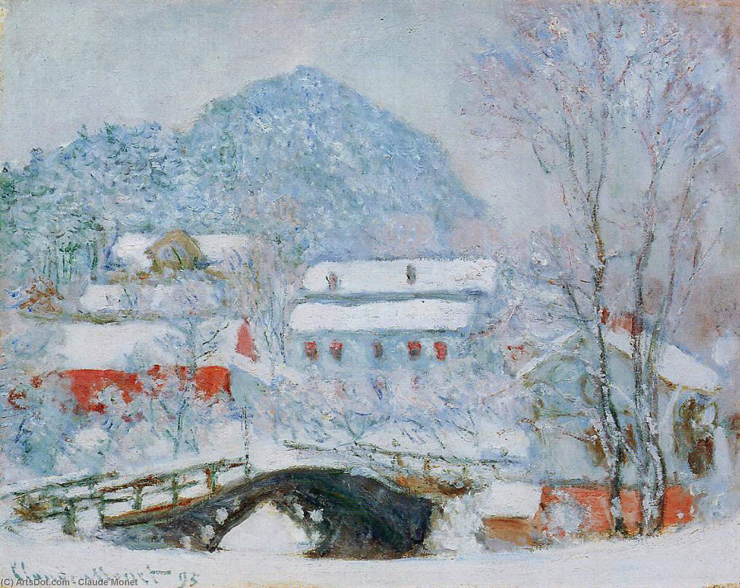 Wikioo.org - The Encyclopedia of Fine Arts - Painting, Artwork by Claude Monet - Sandviken Village in the Snow