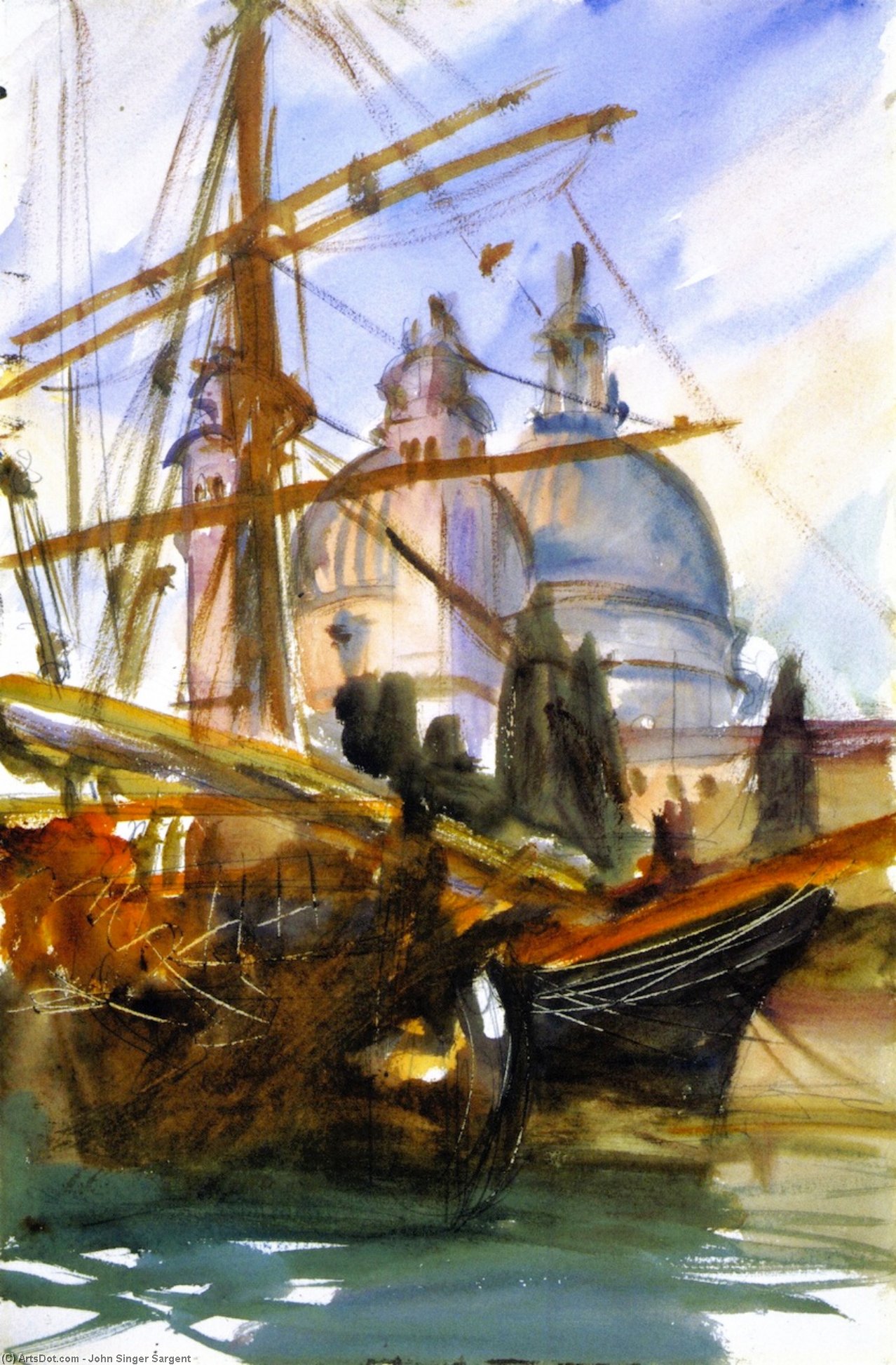 Wikioo.org – La Enciclopedia de las Bellas Artes - Pintura, Obras de arte de John Singer Sargent - de Santa Maria della Salute venecia