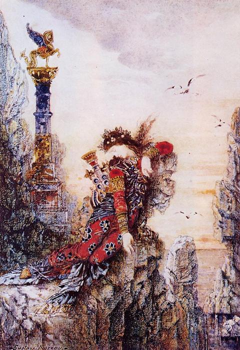 WikiOO.org - Encyclopedia of Fine Arts - Lukisan, Artwork Gustave Moreau - Sappho on the Cliff