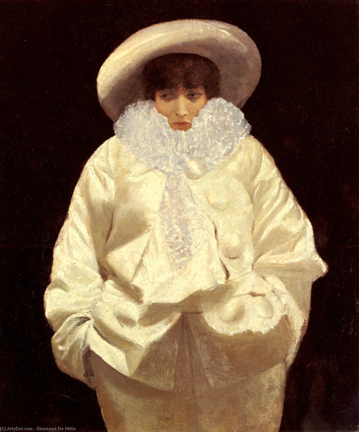 Wikioo.org - The Encyclopedia of Fine Arts - Painting, Artwork by Giuseppe De Nittis - Sarah Bernhardt as Pierrot