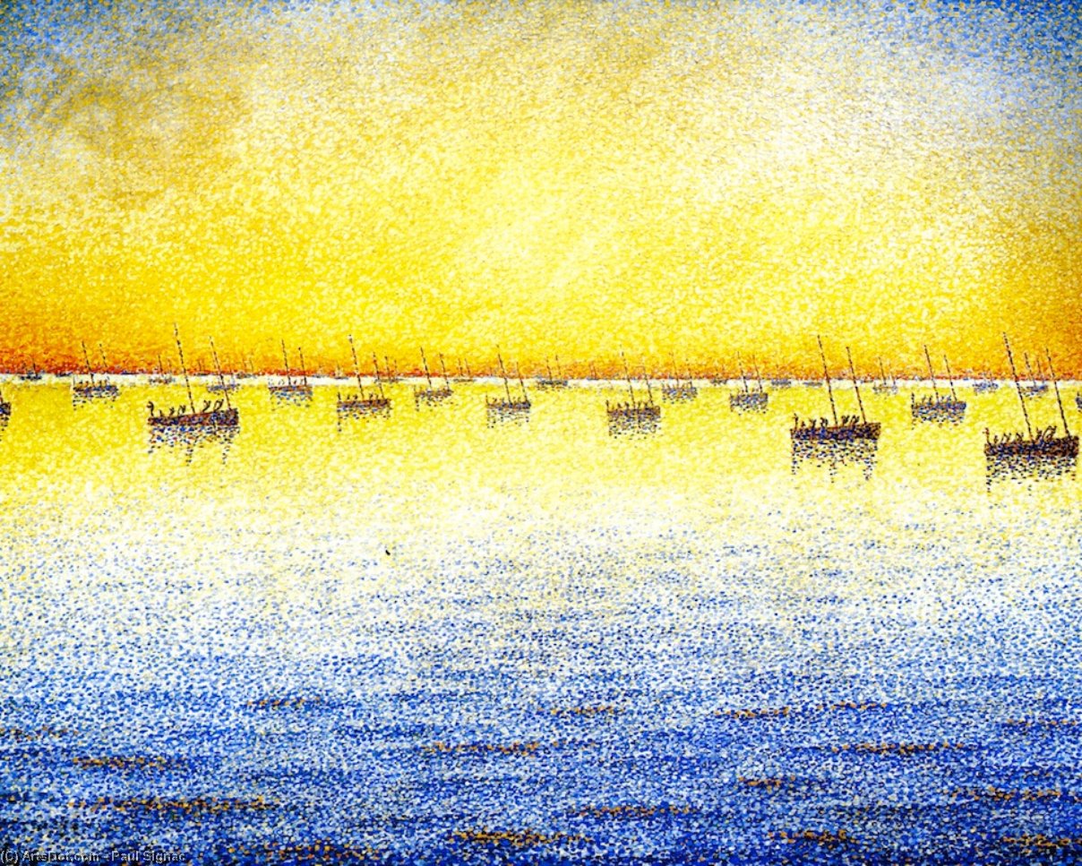 Wikioo.org - สารานุกรมวิจิตรศิลป์ - จิตรกรรม Paul Signac - Sardine Fishing, Concarneau, Opus 221 (Adagio)