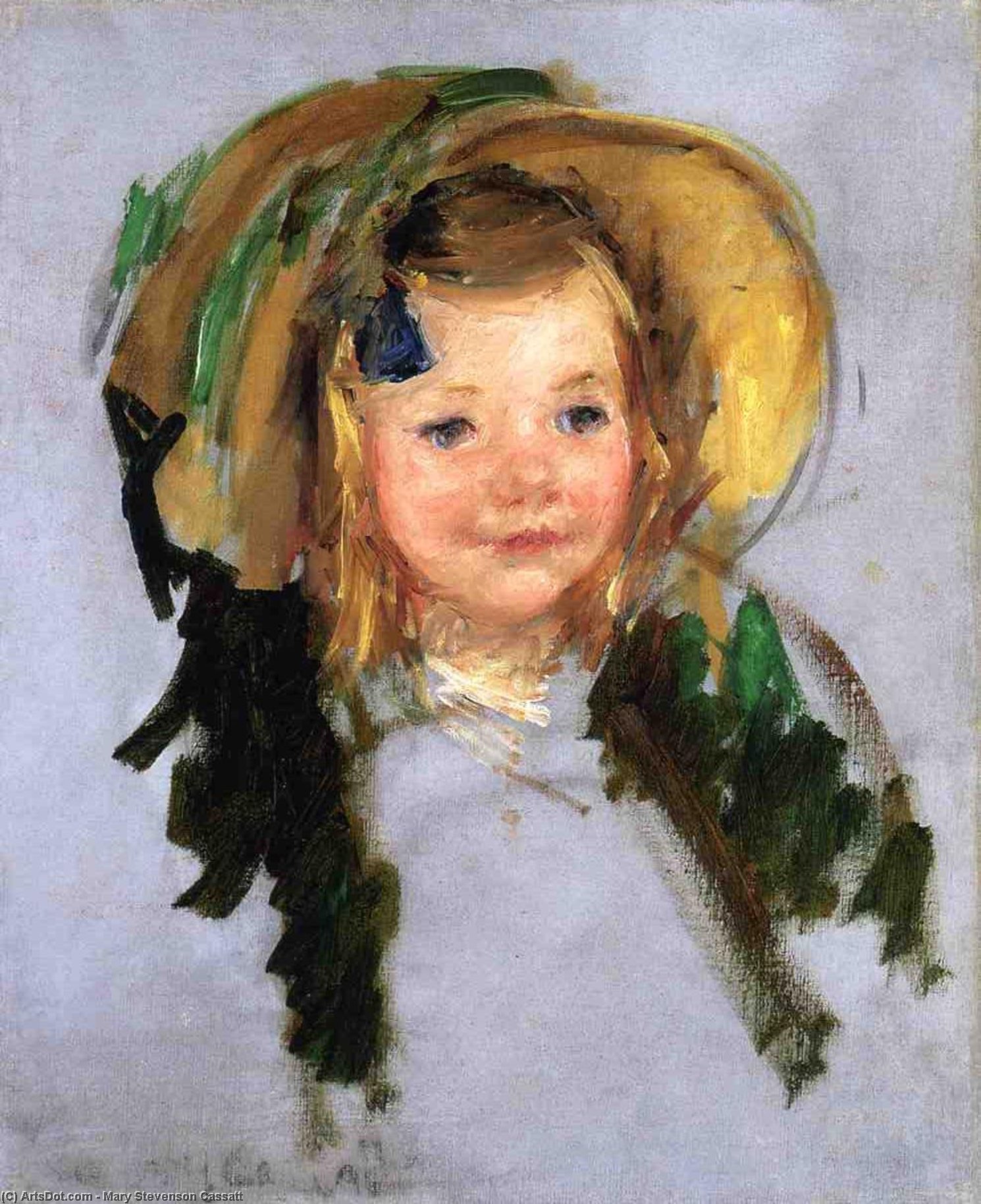 Wikioo.org - The Encyclopedia of Fine Arts - Painting, Artwork by Mary Stevenson Cassatt - Sara in a Bonnet